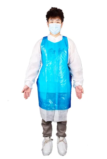 Einweg-PE-Schürze für medizinische Zwecke ohne Ärmel, Verwendung in der Küche, bunte, wasserdichte Kunststoffschürze/Küchenverwendung